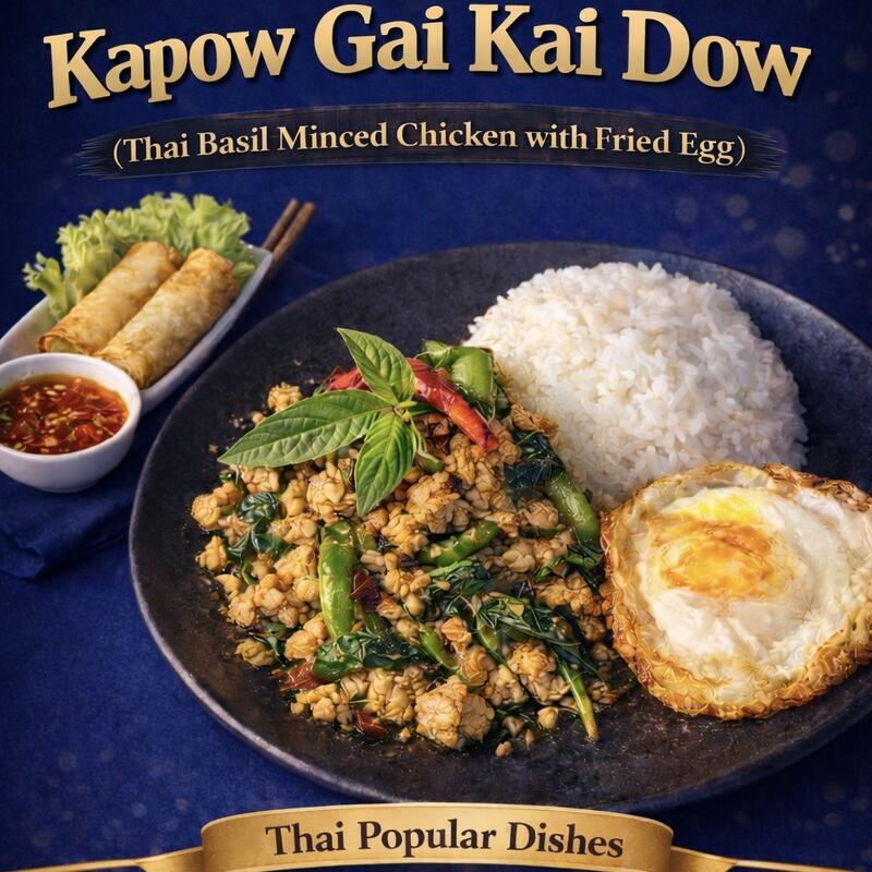Kapow Kai Dow and 2 Spring Roll